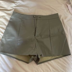 Missguided Grey Leather Shorts Highwasted
